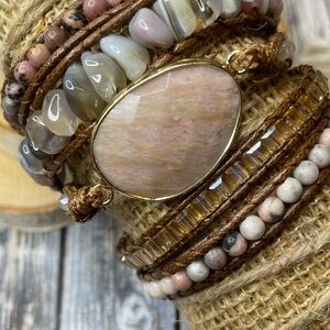Long Strand Bracelet: Blush With Tones of Gray